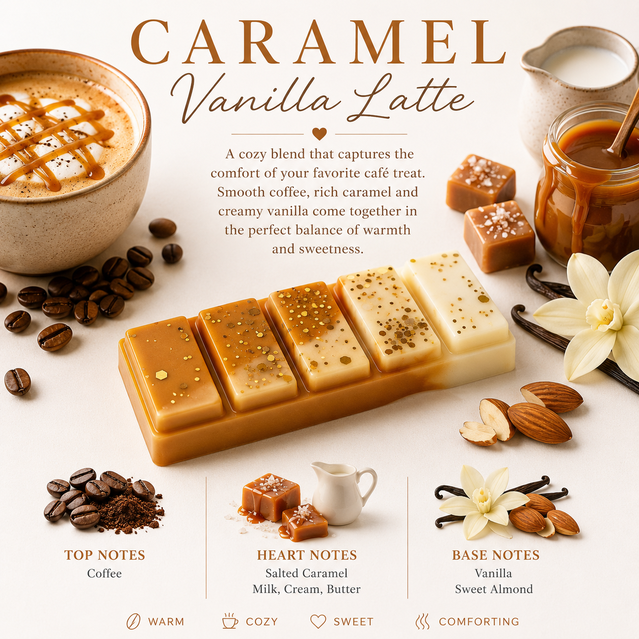 Caramel Vanilla Latte Wax Melt Snap Bar