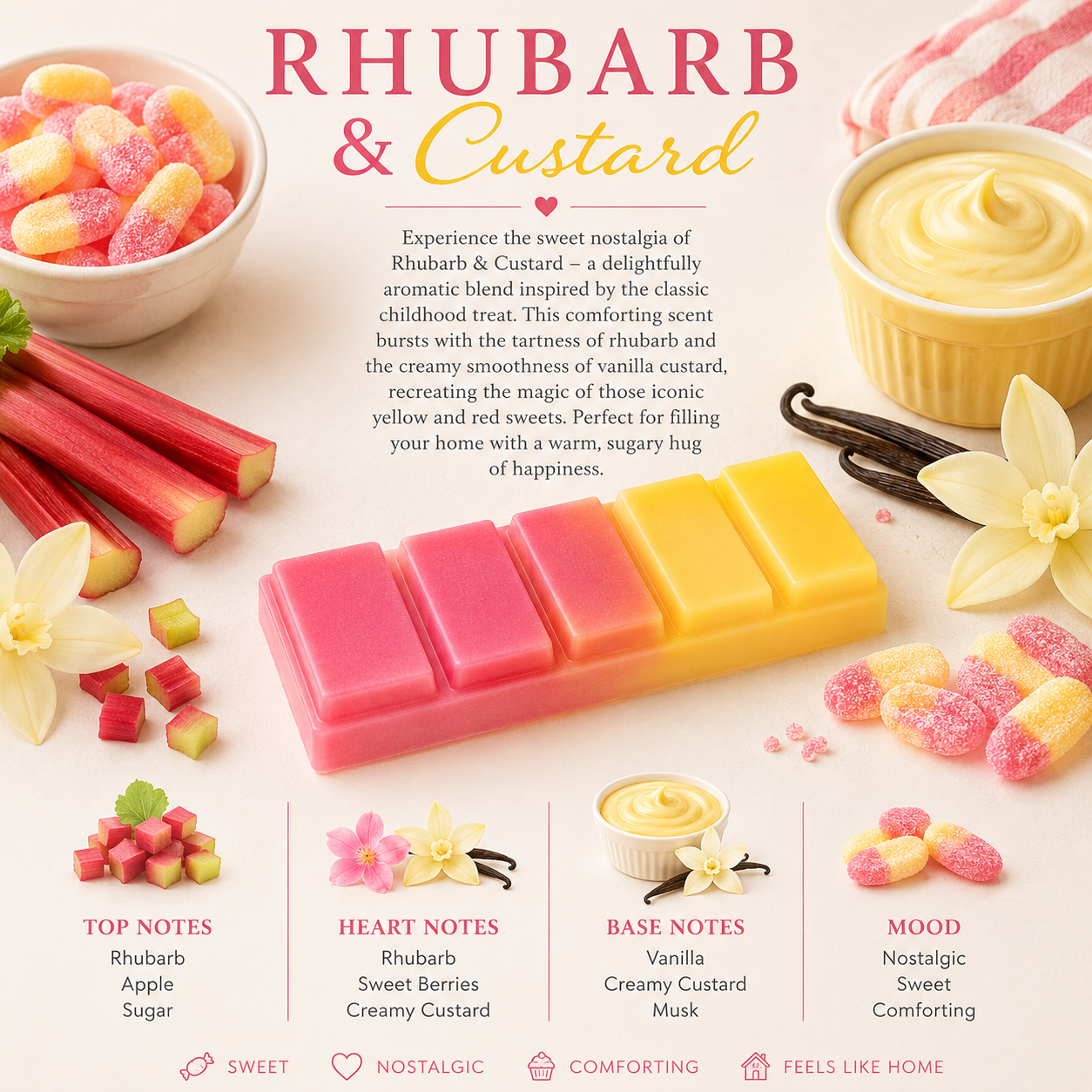 Rhubarb & Custard Wax Melt Snap Bar