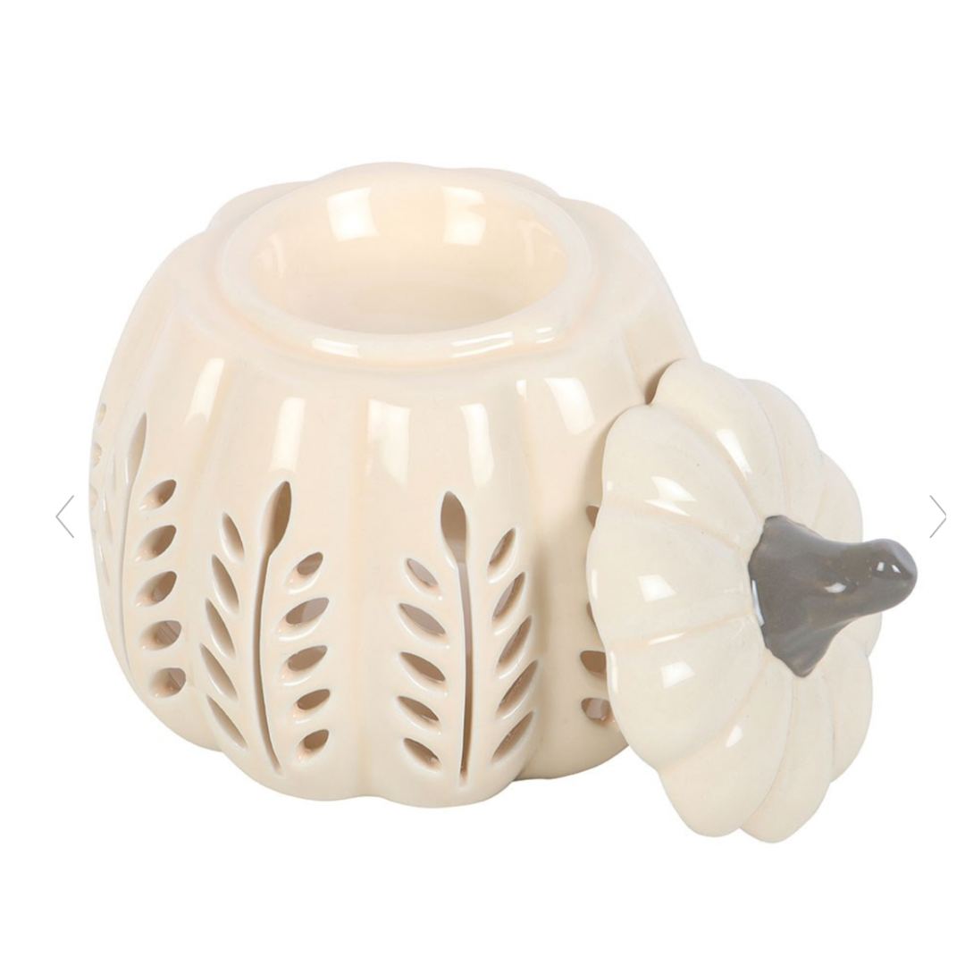 Cream Leaf Cut Out Pumpkin Wax Burner
