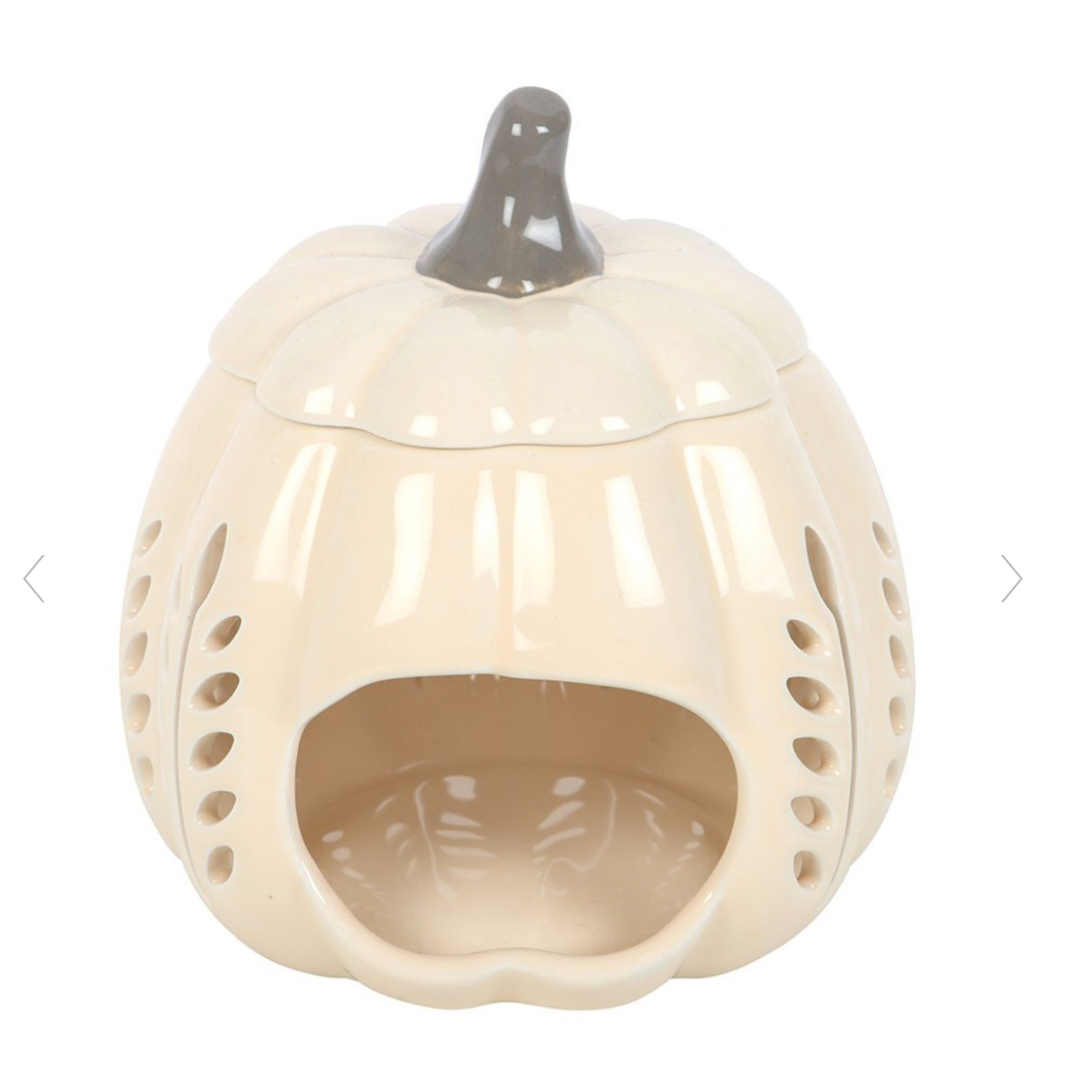 Cream Leaf Cut Out Pumpkin Wax Burner